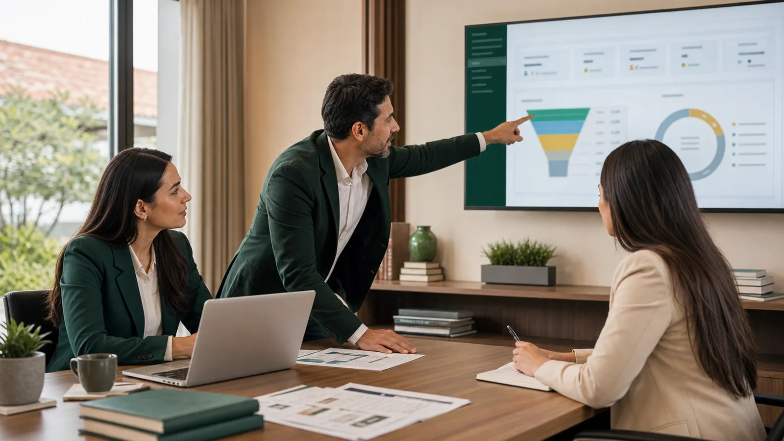 Equipo de admisiones revisando indicadores de matrícula